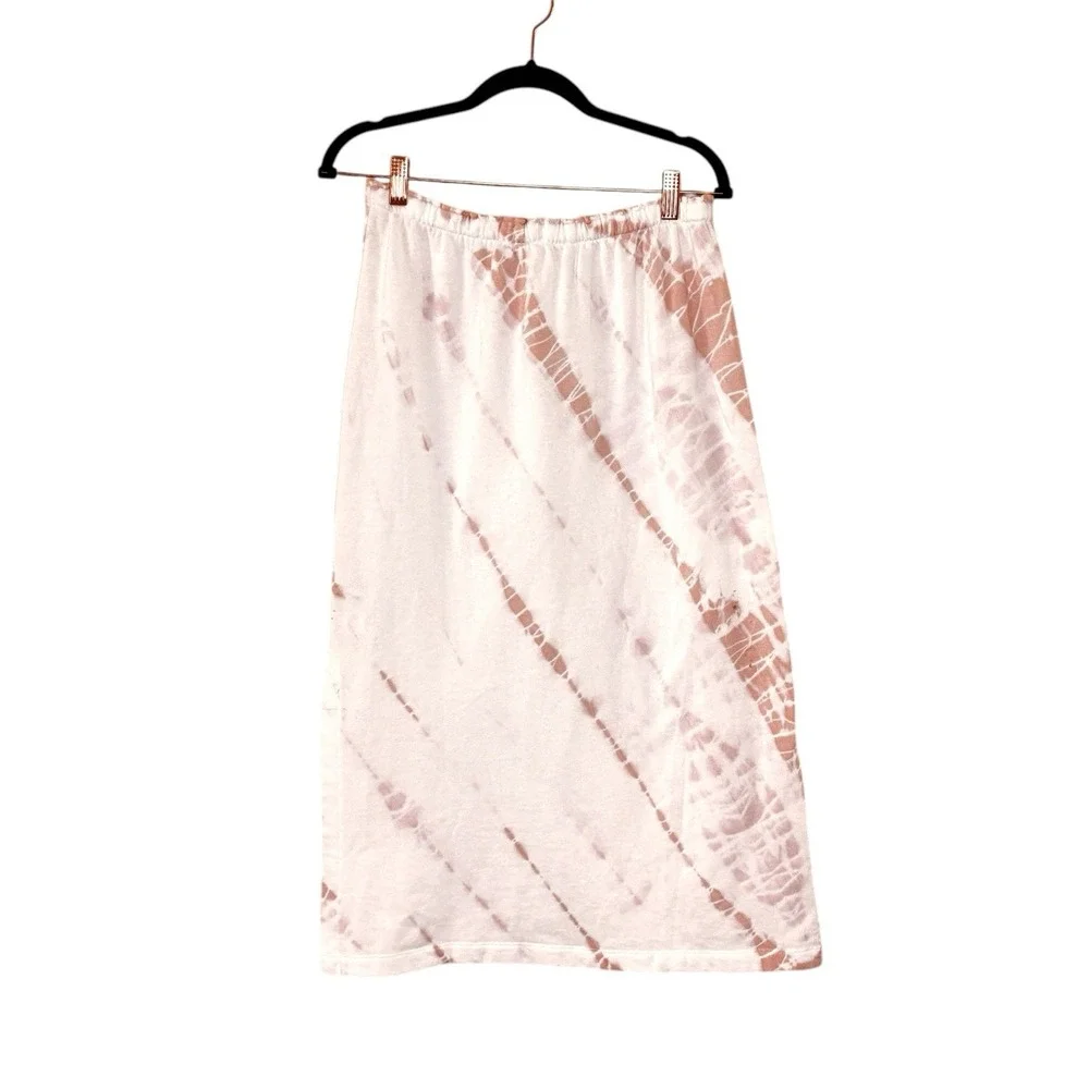 Splendid Womens Celeste Tie Dye Midi Skirt Size M White Pink Athleisure Beach‎